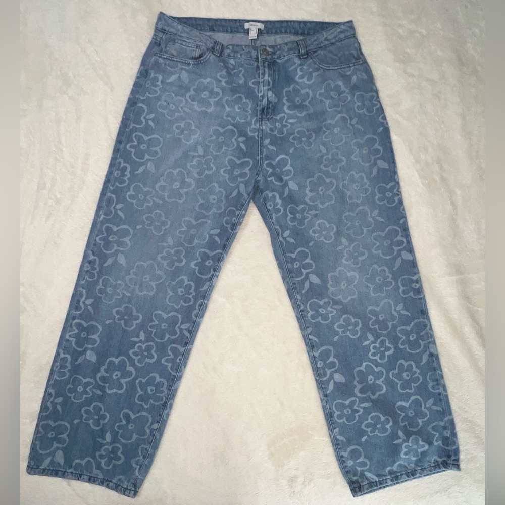 Forever 21 Light Blue Denim with Floral Design